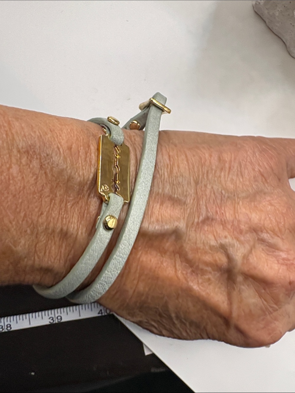 Alexander McQueen Light Gray Double-Wrap Bracelet